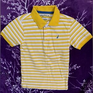 Nautica Yellow and White Striped Polo Shirt